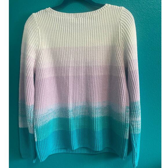Talbots Ombre Lavender and Teal Knit Long Sleeve Sweater Women's Medium - Picture 5 of 9